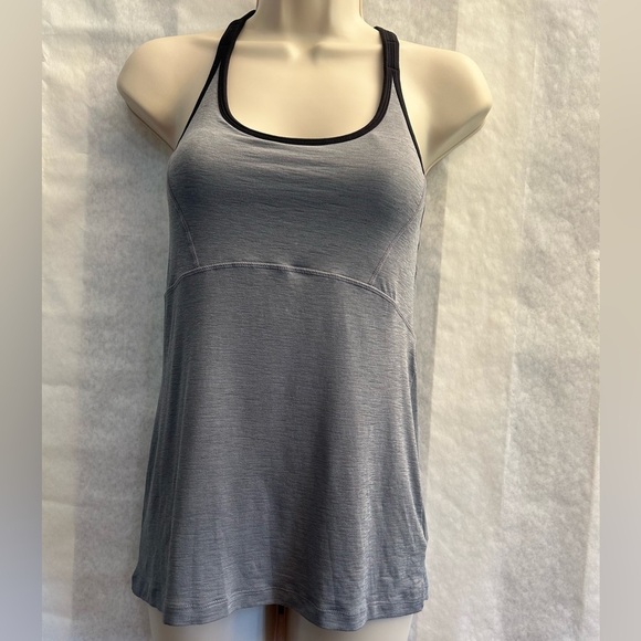 ATHLETA reach & restore grey fitted yoga athletic tank top Sz-XXS. B13 - Picture 3 of 12